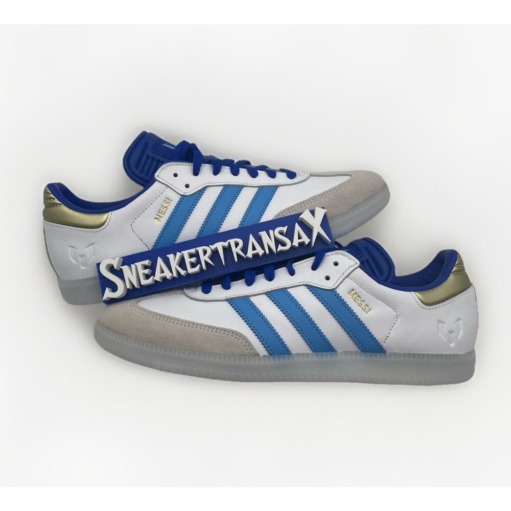 New Adidas Samba Messi Argentina White Blue Gold Size U. S Men’s 10 IG8134 NB